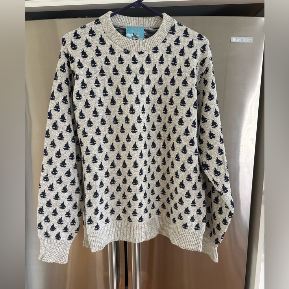 Kiel James Patrick Unisex Nautical Patterned Sweater - Oatmeal and Navy